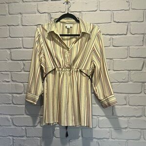 NWOT Motherhood Maternity Cream Striped Blouse size XL
